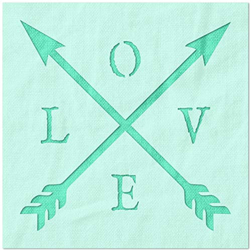 Stencil Stop Love Crossed Arrows Stencil - Reusable for DIY Projects Painting Drawing Crafts - 14 Mil Mylar Plastic -6 x 6 inches-