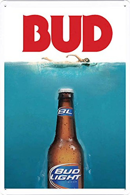 Tin Sign Metal Poster Plate (8"x12") of Swimming in the Budlight Beer by Food & Beverage Decor Sign