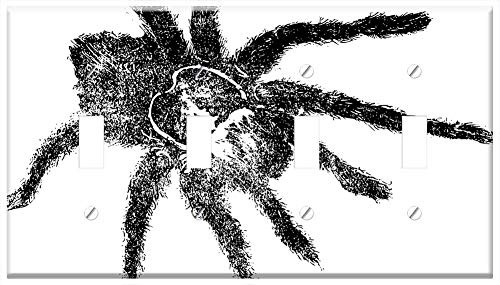 Switch Plate 4 Gang Toggle - B W Creepy Insect Spider Tarantula