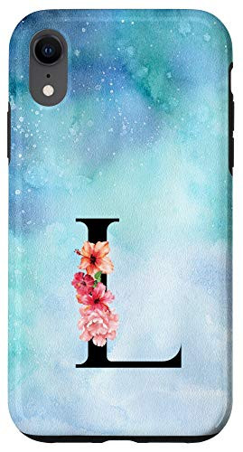 iPhone XR Letter L Floral Monogram Flower Initial Personalized Gift Case