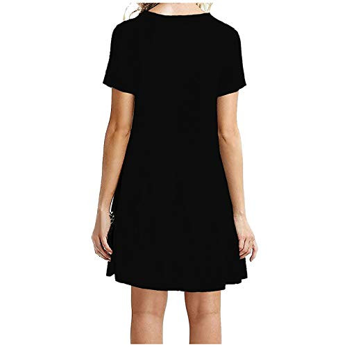 TooGIVE Women Casual Short Sleeve Dress O-Neck Solid Color Mini Dress Loose Summer Daily Dress Black TooGIVE Women Casual Short Sleeve Dress O-Neck Solid Color Mini Dress Loose Summer Daily Dress Black