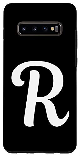 Galaxy S10 plus Black white Monogram R Initial Capital Letter R Gifts Phone Case
