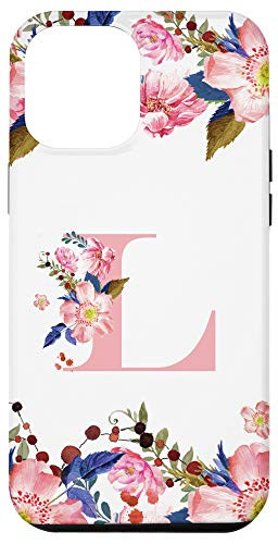 iPhone 12 Pro Max Flower Pattern Watercolor Floral Monogram Initial Letter L Case
