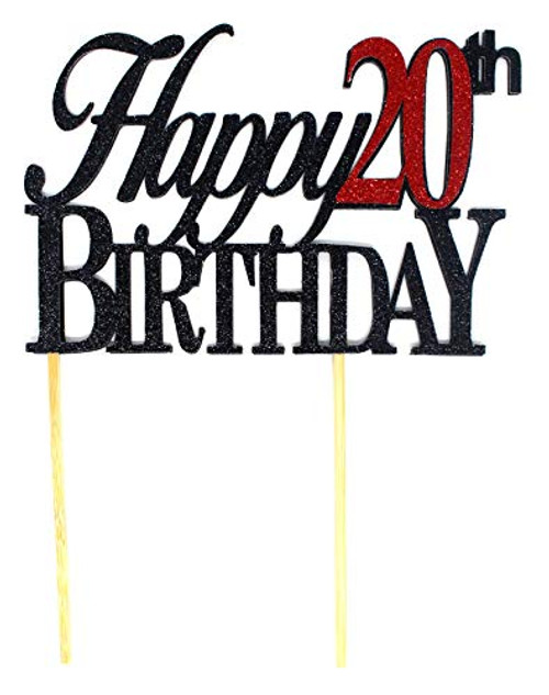 All About Details Happy 20th Birthday Cake Topper, 1pc, 20th birthday Cake Topper, 20th birthday decoration (Black & Red) All About Details Happy 20th Birthday Cake Topper, 1pc, 20th birthday Cake Topper, 20th birthday decoration (Black & Red)
