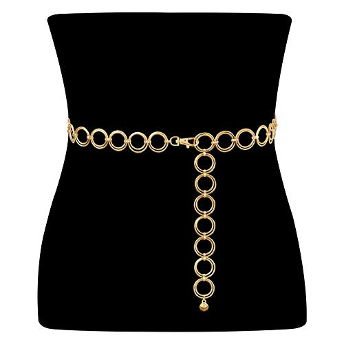 O Ring Metal Waist Chain Belt Women Girls Adjustable Body Link Belts Fashion for Jeans Dresses Gold L O Ring Metal Waist Chain Belt Women Girls Adjustable Body Link Belts Fashion for Jeans Dresses Gold L