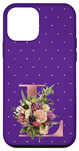 iPhone 12 mini Purple floral Initial Letter L monogram blush lilac flowers Case