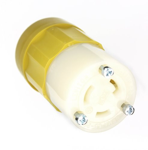 Leviton 2313-CY 20 Amp, 125 Volt, NEMA L5-20R, 2P, 3W, Locking Connector, Industrial Grade, Grounding - Yellow-White