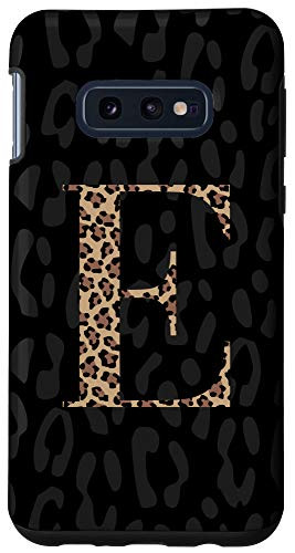 Galaxy S10e Black Leopard print monogram letter E cheetah for women Case