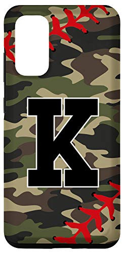 Galaxy S20 Baseball Softball Letter K Initial Gift Ball Player Camo Case