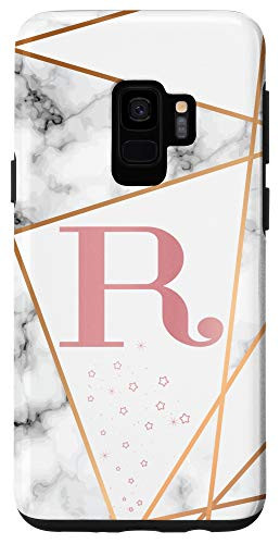 Galaxy S9 Initial Letter R phone case Geometric Pink Monogram Chic Case