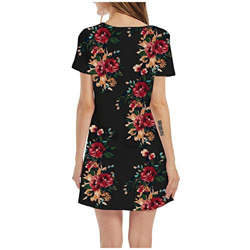 TooGIVE Women Summer Loose Daily Dress Casual Short Sleeve Skirt O-Neck Sexy Leopard Print Mini Dress Black TooGIVE Women Summer Loose Daily Dress Casual Short Sleeve Skirt O-Neck Sexy Leopard Print Mini Dress Black