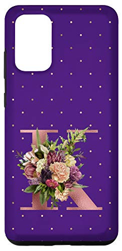 Galaxy S20 plus Purple floral Initial Letter K monogram blush lilac flowers Case