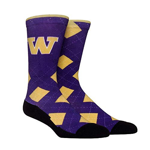 NCAA Super Premium College Fan Socks -L-XL Washington Huskies - Argyle- NCAA Super Premium College Fan Socks -L-XL Washington Huskies - Argyle-