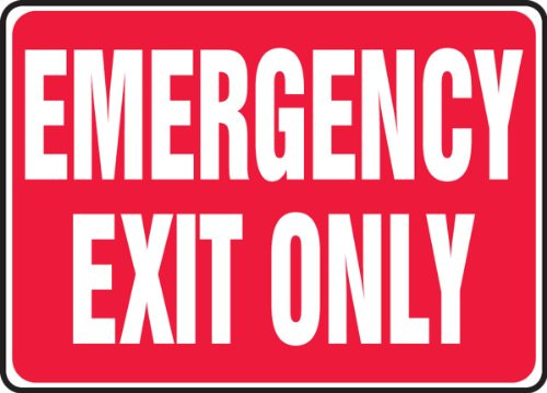 Accuform Signs MEXT441VP Plastic Safety Sign Legend"Emergency EXIT ONLY" 10" Length x 14" Width x 0.055" Thickness White on Red Accuform Signs MEXT441VP Plastic Safety Sign Legend"Emergency EXIT ONLY" 10" Length x 14" Width x 0.055" Thickness White on Red