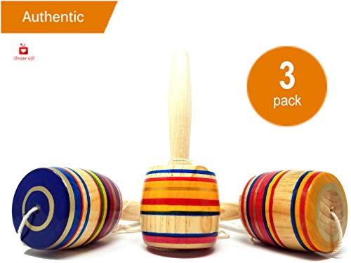 New | Alondra's Imports (TM) Elegantly Handcrafted, Classic Wooden Baleros, Made in Mexico (Valero, Baleros Mexicanos, Balero Toy from Mexico) Unique Assorted Colors - Set of 3