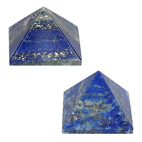 M K Cosmics Lapis Lazuli Natural Healing Gemstone Pyramid 1 Inches -Set of 2-
