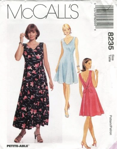 McCall's Sewing Pattern 8235 Misses' V-Neck Dress E -Size 14 16 18-