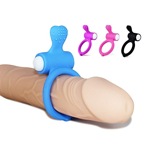 M.E.R.A. Silicone Vibrating Heart C-Ring Cock Penis Ring -Black-