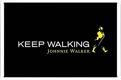 Tin Sign Metal Poster Plate (8"x12") of Johnnie Walker Whiskey Big Logo by Food & Beverage Decor Sign
