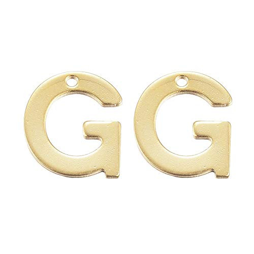 UNICRAFTABLE 100PCS Golden Alphabet 304 Stainless Steel Pendants Letter.G Necklace Pendants Small Hole Charms for Jewelry Findings Bracelet Necklace Making 11x10x0.8mm Hole 1mm