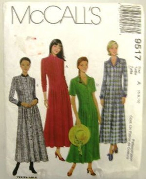OOP McCALL'S 9517 LONG DRESSES SEWING PATTERN MISSES' SIZE- B -8 10 12-