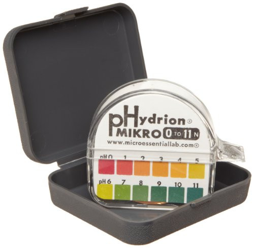 Micro Essential Lab M1450 Plastic Hydrion Mikro Wide and Short Range pH Test Paper Dispenser 0.0 - 13.0 pH and 12.5 - 14.0 pH Double Roll