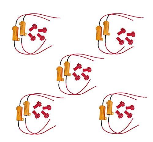 10Pcs Car LED Load Resistors 50W 6Ohm Fix LED Bulb Fast Hyper Flash Turn Signal - Connect 1156, 1157, 3156, 3157, 7440, 7443