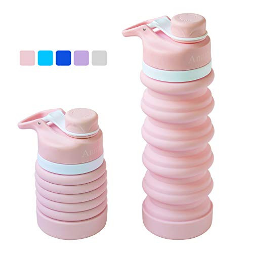 Anntrue Collapsible Water Bottle BPA Free, FDA Approved Food-Grade Silicone Portable Leak Proof Travel Water Bottle, 18oz (Pink) Anntrue Collapsible Water Bottle BPA Free, FDA Approved Food-Grade Silicone Portable Leak Proof Travel Water Bottle, 18oz (Pink)