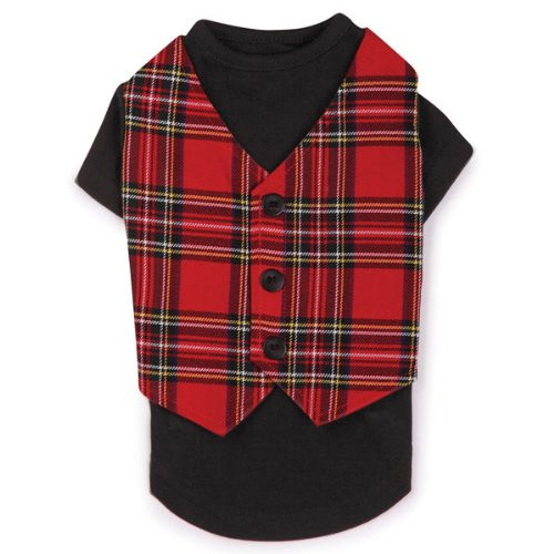 East Side Collection Holiday Tartan Pet Vest Small-Medium 14-Inch Red