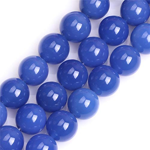 GEM-Inside Natural 14mm Blue Agate Gemstone Loose Beads Round Beads for Jewelry Making 15'' GEM-Inside Natural 14mm Blue Agate Gemstone Loose Beads Round Beads for Jewelry Making 15''