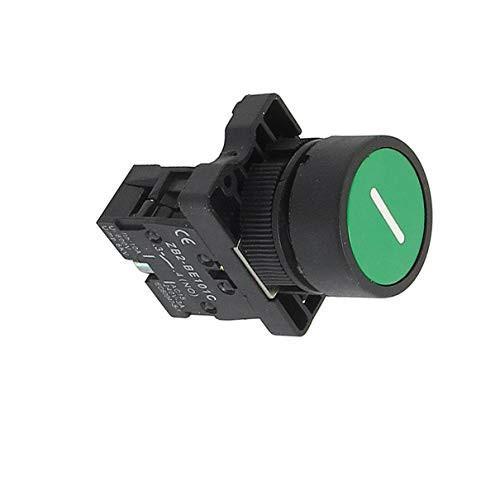 Aexit 22mm NO Switches N-O Green Sign Momentary Push Button Switch 600V Pushbutton Switches 10A ZB2-EA3311