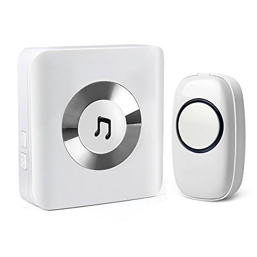 Wireless Doorbell Kit, 1 Receiver Chime & 1 Waterproof Push Button With 52 Melodies, 4 Volume Levels and LED Flash, Operating at 1000 Feet / 300 Meters Range, Battery (Included) Powered