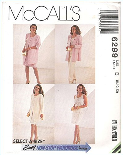 McCall's 6299 Sewing Pattern Misses Unlined JacketTopMock Wrap Skirt and Pants Size G 202224