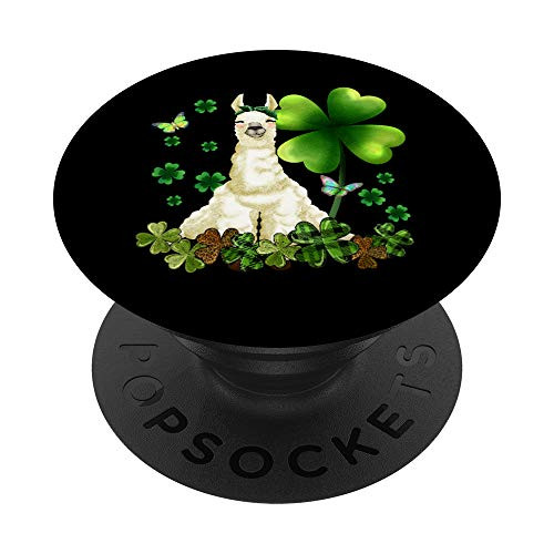 St. Patrick's Day Llama Green Buffalo Plaid Shamrock Women's PopSockets PopGrip- Swappable Grip for Phones  and  Tablets