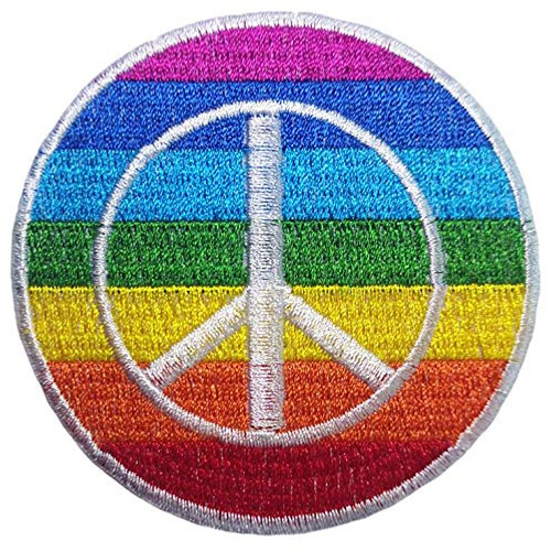 Papapatch Colorful Peace Sign Rainbow Symbol Hippie Retro Love Vintage Circle Jacket T-Shirt Embroidered Sew on Iron on Patch -PEACE-RAINBOW-O-02-