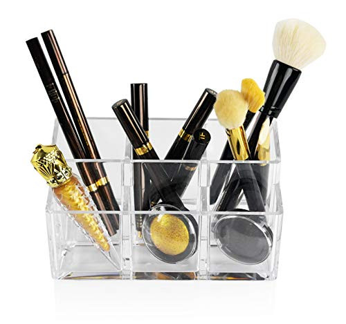ARAD Portable Makeup Organizer, 6 Compartment Acrylic Storage Container for Makeup