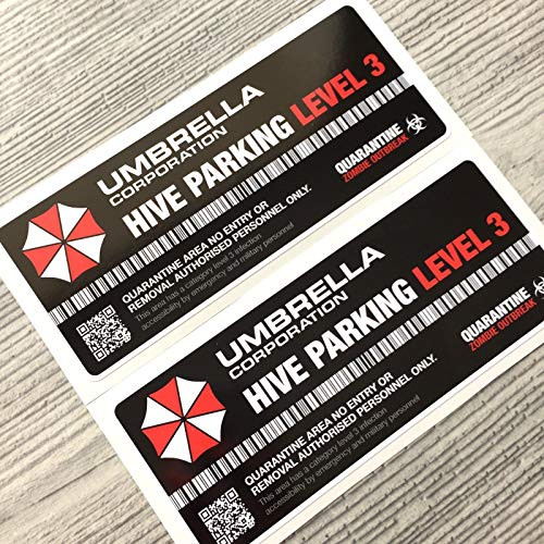 2pcs Umbrella Corporation Hive Parking Level 3 Vinyl Decal Sticker