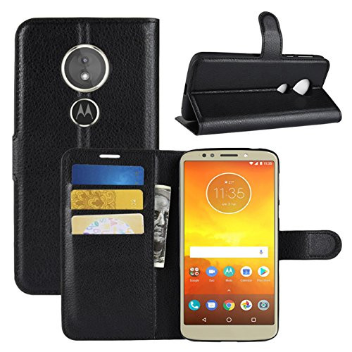 Moto G6 Play Case Moto G Play 6th Gen Case Fettion Premium PU Leather Wallet Flip Phone Protective Case Cover with Card Slots for Motorola Moto G6 Play -6th Generation- Smartphone -Black-