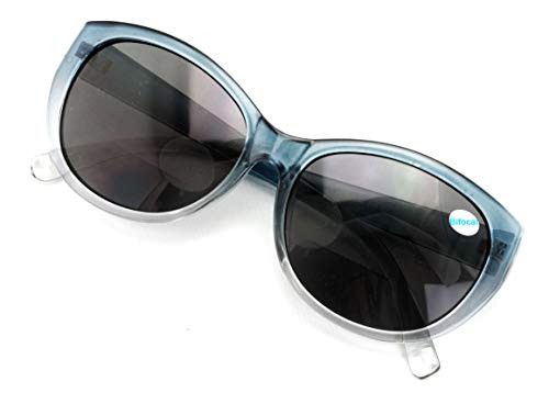 Women Bifocal Reading Sunglasses Reader Glasses Cateye Vintage Jackie Oval -Blue 2.75-