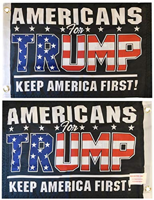 Trade Winds Americans for Trump Keep America First Black Premium Quality Heavy Duty Fade Resistant Double Sided 100D Woven Poly Nylon 12x18 12"x18" Flag Grommets -RUF- Trade Winds Americans for Trump Keep America First Black Premium Quality Heavy Duty Fade Resistant Double Sided 100D Woven Poly Nylon 12x18 12"x18" Flag Grommets -RUF-