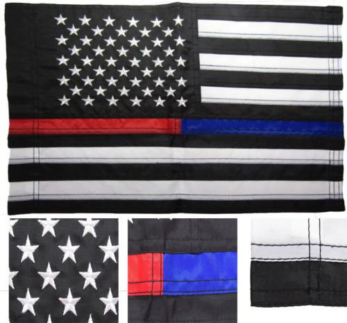 US Energy Products - 12x18 Embroidered Sewn USA Thin Red Blue Line Nylon Sleeved Garden Flag 12''x18'' by I.E.Y.Online-Store US Energy Products - 12x18 Embroidered Sewn USA Thin Red Blue Line Nylon Sleeved Garden Flag 12''x18'' by I.E.Y.Online-Store
