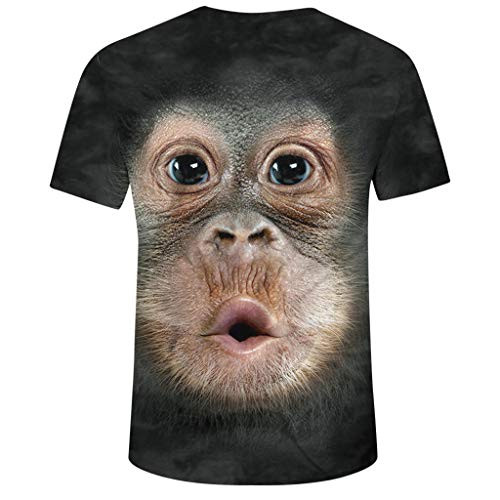 Xia and Han Mens Summer Funny 3D Print Shirts Casual Tees O-Neck Short Sleeve Tops Slim Fit Blouse Pullover Black