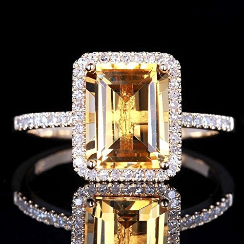 LALISA Fashion Women Jewelry 925 Silver Citrine Wedding Jewelry Ring Gift Size 6-10 -8-