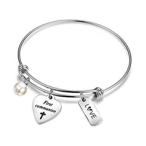 MAOFAED First Communion Gift Bracelet Baptism Gift Religious Jewelry Holy Communion Gift for Girl -First Communion Bracelet-