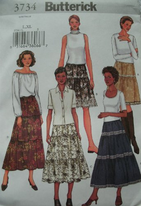 MISSES MISSES PETITE SKIRT SIZES L-XL EASY BUTTERICK PATTERN 3734