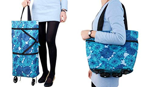 Collapsible Trolley Bags Folding Shopping Bag with Wheels Foldable Shopping Cart Reusable Shopping Bags Grocery Bags Shopping Trolley Bag on Wheels