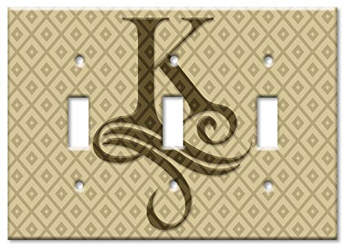 Monogrammed Triple Gang Toggle Switch-Wall Plate - Monogram K Letter
