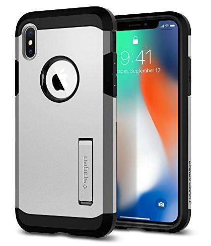 Spigen Tough Armor Designed for Apple iPhone Xs Case (2018) / Designed for Apple iPhone X Case (2017) - Satin Silver