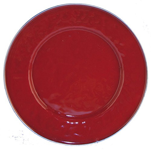 Enamelware - Red on Red Texture Pattern - 8.5 Inch Sandwich Plate