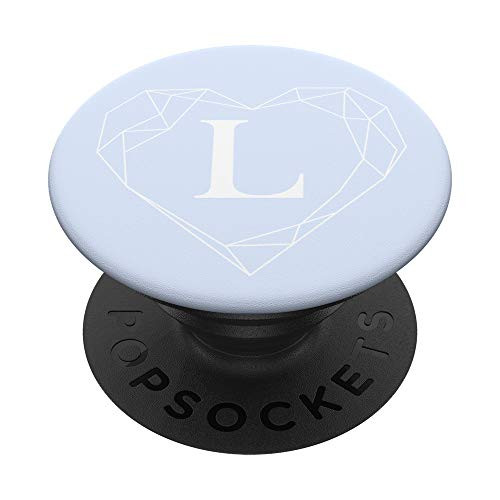 Mermaid White Monogram Letter L Initial Heart Design PopSockets PopGrip- Swappable Grip for Phones  and  Tablets